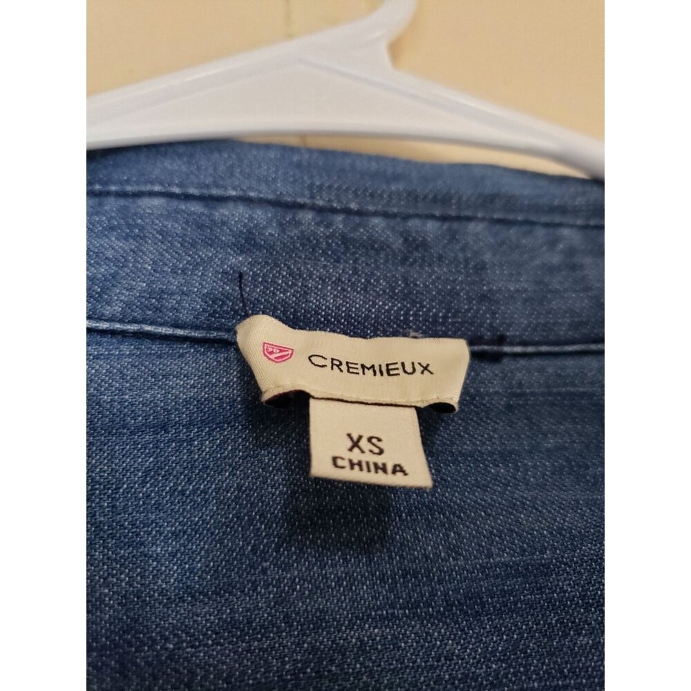 Cremieux Womens XS Ann Denim Dress Blue Waist Tie Sage Meadow Cotton $119 NWT - Picture 6 of 8